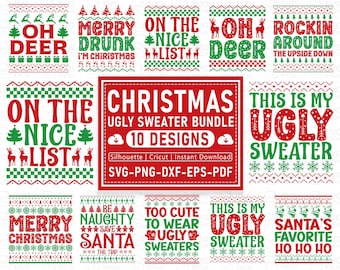 Ugly Christmas Sweater SVG Bundle: Funny Xmas Designs (Digital Download)