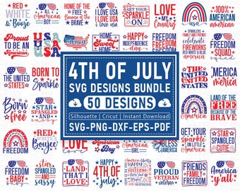4 juli SVG-bundel: patriottische ontwerpen Amerikaanse vlag (digitale bestanden)