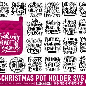 Paquete de archivos SVG para agarraderas navideñas, frases de cocina (archivos digitales)