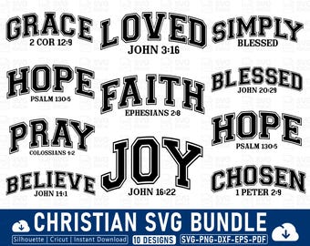 Christian SVG Bundle, Varsity Faith Scripture Designs (Digital Download)