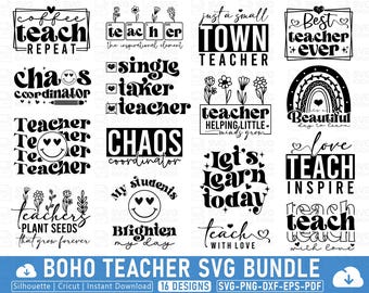 Teacher SVG Bundle: Inspirational Quotes, Cricut & Silhouette Designs (Digital Download
