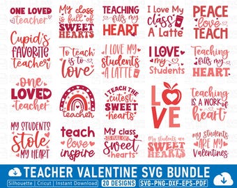 Pacchetto di file SVG per San Valentino dedicati agli insegnanti, citazioni divertenti per insegnanti (file digitali)