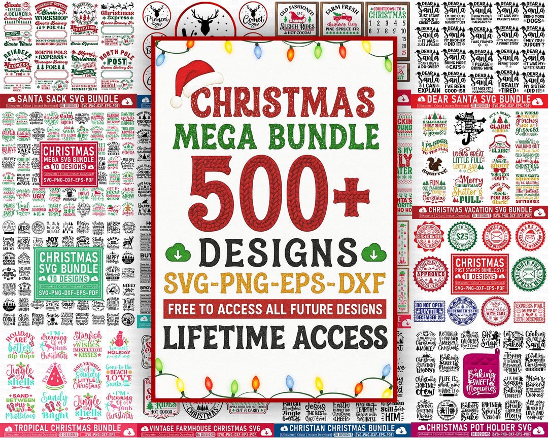 Christmas Mega SVG Bundle 500+ Designs: Cricut and Silhouette File ...