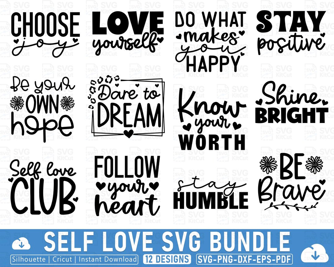 Self Love SVG Bundle, Inspirational Quotes (digital Files) - Etsy