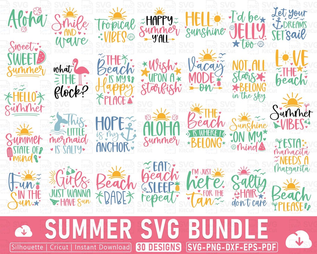 Summer SVG Bundle: Beach Quotes, Cut Files for Cricut & Silhouette ...