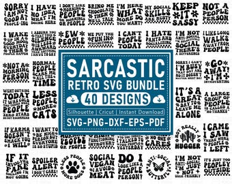 Retro Sarcastic SVG Bundle: Funny Sassy Cut Files (Digital Download)