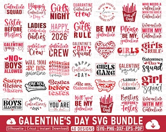 Galentines Day Svg Bundle, Galentine Svg For Shirts, Galentine Tshirt Png, Happy Galentines Day, Galentine Squad, Bachelorette Party, Cricut
