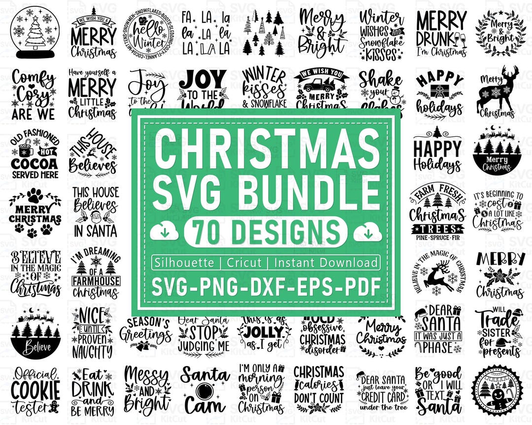 Mega Christmas SVG Bundle: T-shirt Designs, Cricut Files (digital ...