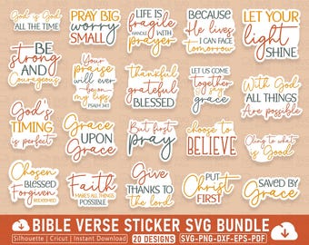 Bible Verse Sticker SVG Bundle, Bible Verse Svg Bundle, Christian Quotes Sticker Bundle, Faith Sticker Bundle, Scripture, Religious Svg