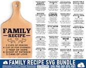 Family Recipe SVG Bundle: Cutting Board Quotes, Kitchen Designs (Digital Download)