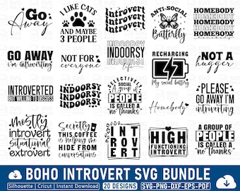 Boho Introvert SVG Bundle: Mental Health Designs (Digital Download)