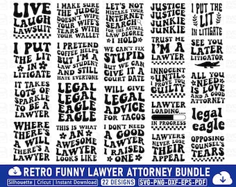 Retro Funny Lawyer SVG Bundle: Attorney Cricut Cut File (Digital Download)