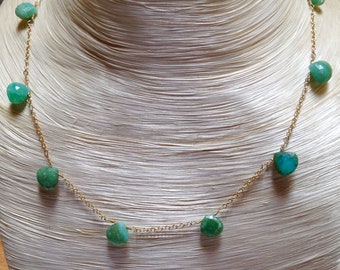 Faceted Peruvian Opal Drops on 16'' 18k Gold Chain