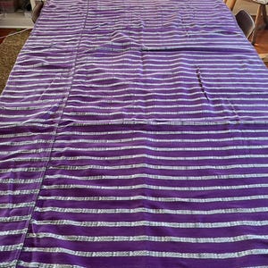 Handwoven Guatemalan fabric panel in purple and white. Cotton textile for home decor.