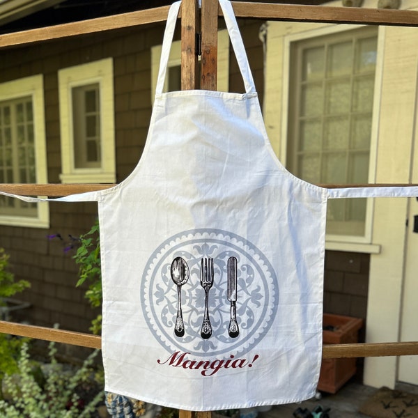 Italian Theme Cotton Apron - Mangia