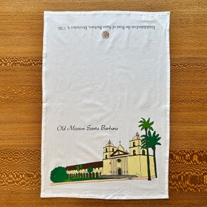 California Theme Flour Sack Dish Towel - Santa Barbara Mission