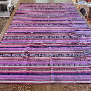Vintage Guatemalan handwoven cotton textile 3.5+ yards. Bedcover, tablecloth, pillows