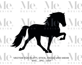 Plotter file_milling file_ Icelandic horse in tölt, tölter as vector file for tölt sticker, Icelandic horse sticker, graphic, silhouette, svg, dxf,