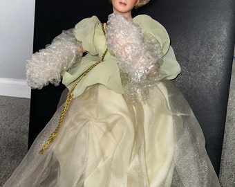 Ashton Drake Doll Vtg Mogelijk antiek, zonnebloem sjerp? Wordt geleverd met engelenvleugels