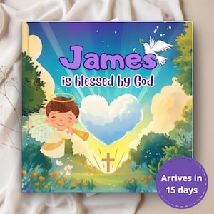 Custom Christening Gift, Personalized Catholic Baby gift, Baptism Children&#39;s Blessings Book, Christian Newborn Keepsake Boy, God loves you