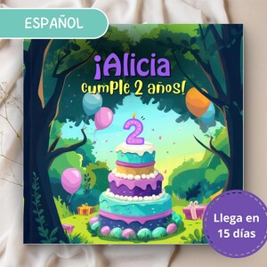Livre d'anniversaire personnalisé espagnol pour enfants, livre d'histoires pour enfants avec prénom personnalisé, cadeau pour tout-petit de 2 ans, 3e anniversaire de naissance personnalisé à la fille de son petit-fils