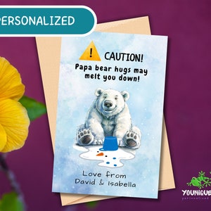 Carte personnalisée papa ours, carte de voeux personnalisée drôle de câlin de papa, cadeau original de fête des pères, carte d'anniversaire de papa sentimental, ours polaire mignon