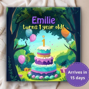 Livre de bébé pour le premier anniversaire, livre de bébé personnalisé, livre d'histoires personnalisé pour le nom de bébé, cadeau unique de 1er anniversaire, souvenir de bébé, conte 1re année pour tout-petit
