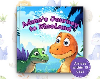 Personalized Dino Book for Kids, Custom Name Gift for Dinosaur Lovers, Animal Story