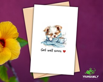Puppy Get Well Card, Speedy Recovery Wishes (PDF Downloadable File)
