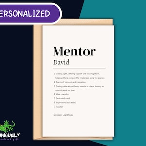 Individuelle Mentor Karte, personalisierte Mentor Definition, Mentor Andenken, Beste Mentor Anerkennungskarte, Inspirierender Lehrer, Mentor Geschenk für Chef