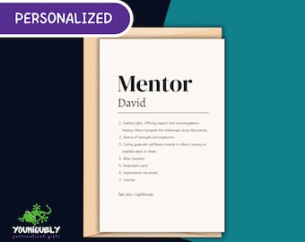 Personalized Mentor Definition Card, Appreciation Gift, Boss keepsake, Gift for Inspiring teacher (Digital)