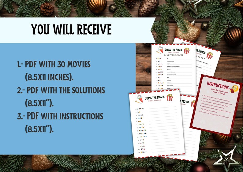 Guess the Movie Emoji Game, Printable Christmas Game, Fun Game for ...