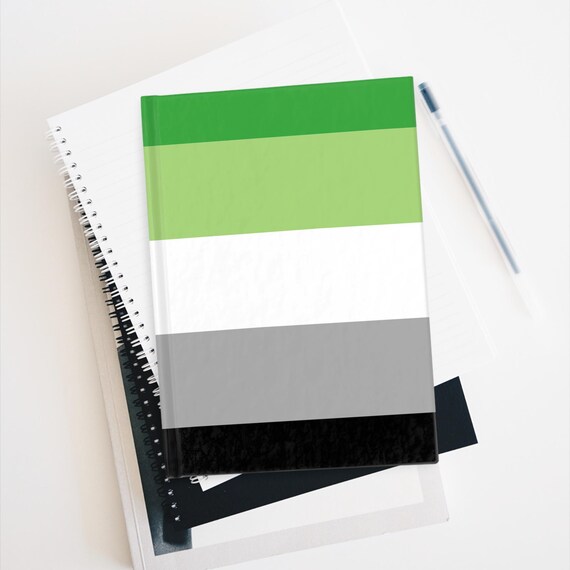 Ruled Line Journal - Aromantic Flag Pride Diary, Notebook, LGBTQ Stationery, Writing Journal, Journaling Gift