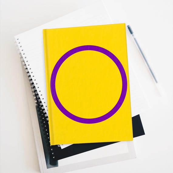 Ruled Line Journal - Intersex Flag Pride Diary, Notebook, LGBTQ Stationery, Writing Journal, Journaling Gift