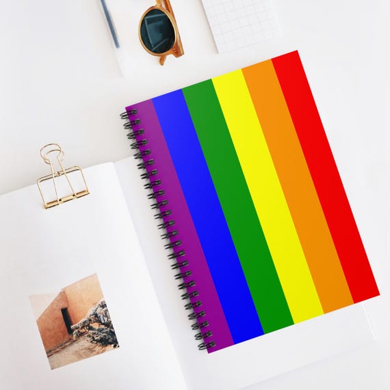 Classic Rainbow Flag Spiral Notebook, LGBTQ+ Journal, Ruled Line Diary, Pride Writing Pad, Rainbow Stationery Paper, LGBTQIA+ Gift