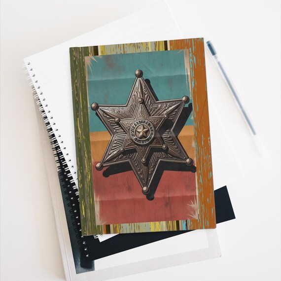 Rustic Sheriff Journal, Cowboy Western Theme Notebook, Frontier Wild West Diary, Ruled Line, Gift for Writers, Vintage Inspired Sketchbook