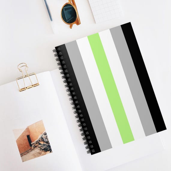 Agender Flag Spiral Notebook, LGBTQ+ Journal, Ruled Line Diary, Pride Writing Pad, Rainbow Stationery Paper, Agender Gift