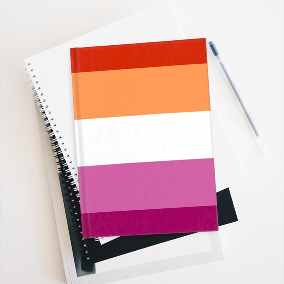 Ruled Line Journal - Lesbian Flag Pride Diary, Notebook, LGBTQ Stationery, Writing Journal, Journaling Gift