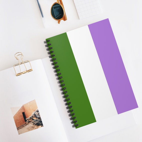 Genderqueer Flag Spiral Notebook, LGBTQ+ Journal, Ruled Line Diary, Pride Writing Pad, Rainbow Stationery Paper, Genderqueer Gift