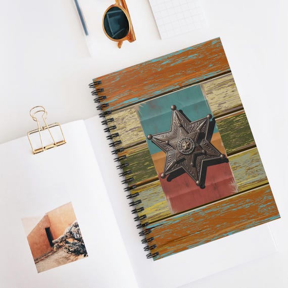 Rustic Frontier Sheriff Notebook, Western Spiral Journal, Cowboy Stationery, Vintage Writing Pad, Wild West Diary