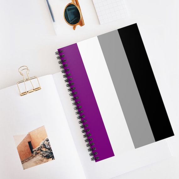 Asexual Flag Spiral Notebook, LGBTQ+ Journal, Ruled Line Diary, Pride Writing Pad, Rainbow Stationery Paper, Asexual Gift