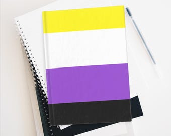 Ruled Line Journal - Gender Nonbinary Flag Pride Diary, Notebook, LGBTQ Stationery, Writing Journal, Journaling Gift