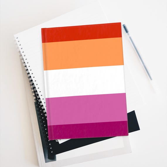 Ruled Line Journal - Lesbian Flag Pride Diary, Notebook, LGBTQ Stationery, Writing Journal, Journaling Gift