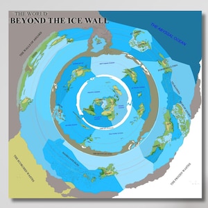 The Jenseits der Eiswand Flache Erde Karte hochauflösende Leinwand Wandkunst - extraterrestrische Wissenschaftsnachweis Antarktis Hyperboreia Poster