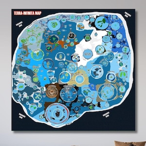 Terra Infinita Flat Earth Map hochauflösende Leinwand Wandkunst - extraterrestrische Wissenschaftsnachweis Antarktis Hyperboreia Jenseits der Eiswand