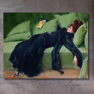 Ramon Casas Una ragazza decadente (1899) Galleria d'arte su tela Stampa artistica da parete Giclée incorniciata o avvolta Poster di Ramon Casas rimasterizzato digitalmente