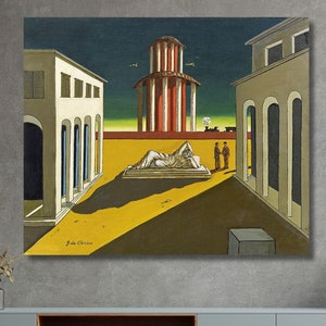 Piazza d'Italia Giorgio de Chirico 1964 pronto para pendurar arte em parede em tela, pôster Giorgio De Chirico, pôster de cubismo, impressão de decoração para casa