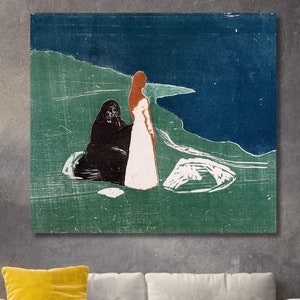 Edvard Munch Two Women on the Shore (1898) Canvas Art,Edvard Munch Print,Edvard Munch Wall Art,Munch Exhibition Print,Reproduction Canvas