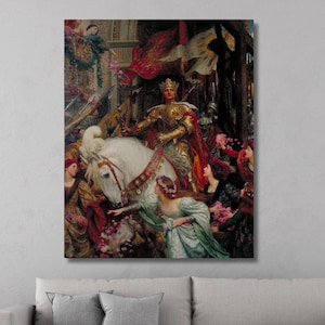 Frank Dicksee Canvas Wall Art,The Two Crowns Canvas wall art Museum Poster,Frank Dicksee Canvas Poster,Canvas Home Decor Art,Couple love art