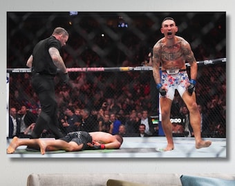 Max Holloway Poster , Max Holloway KO of Justin Gaethje UFC Wall Art Ready to Hang , Max Holloway Canvas ,  Gym Wall Decor, Fitness Wall Art